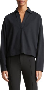 Vince Easy Long Sleeve Cotton Polo