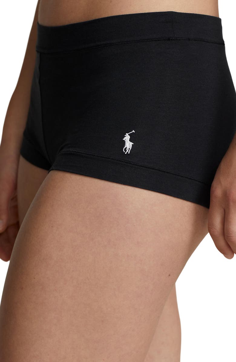 Polo Ralph Lauren Stretch Cotton Boyshorts, Alternate, color, Onyx