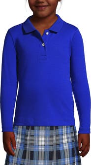 Lands' End School Uniform Girls Long Sleeve Feminine Fit Interlock Polo Shirt