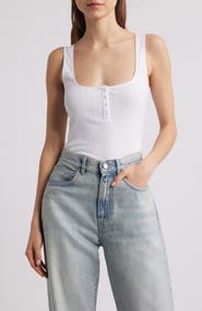 Good American Pointelle Henley Tank