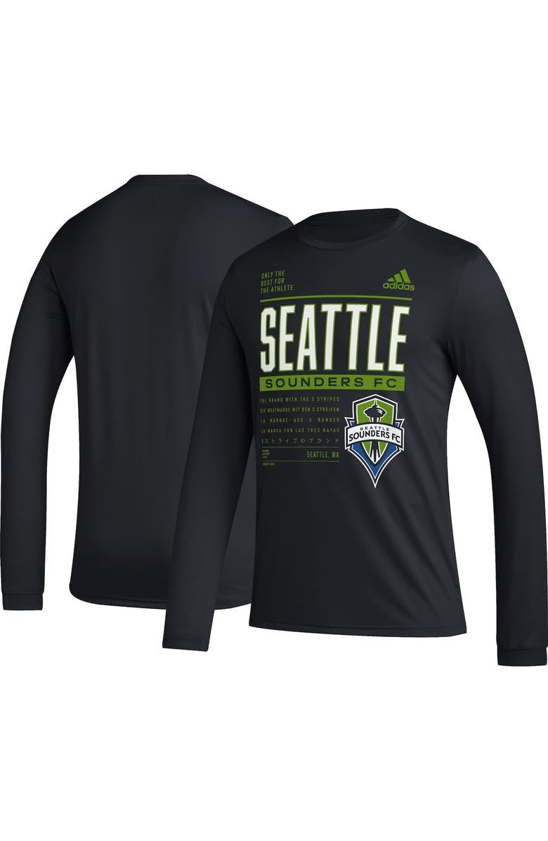 adidas Men's adidas Black Seattle Sounders FC Club DNA Long Sleeve AEROREADY T-Shirt, Main, color,
