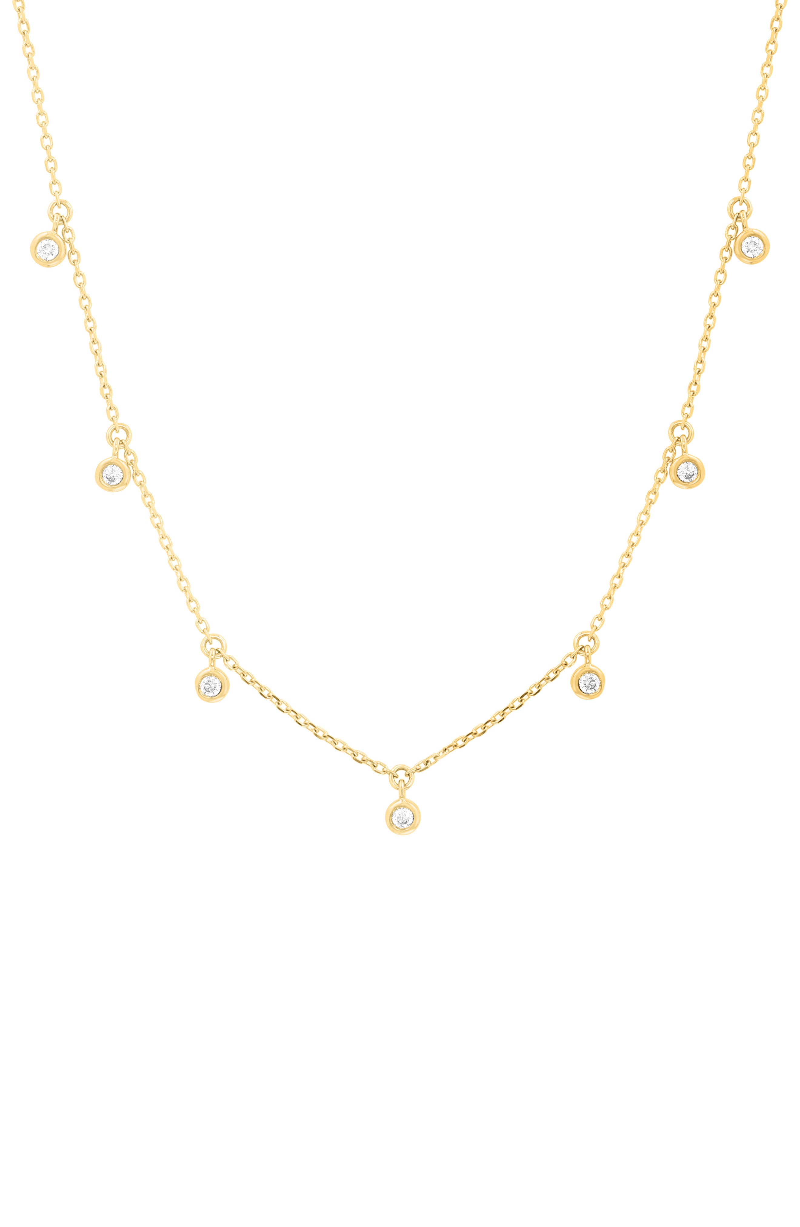 14K Gold Plated Sterling Silver Diamond Charm Frontal Necklace