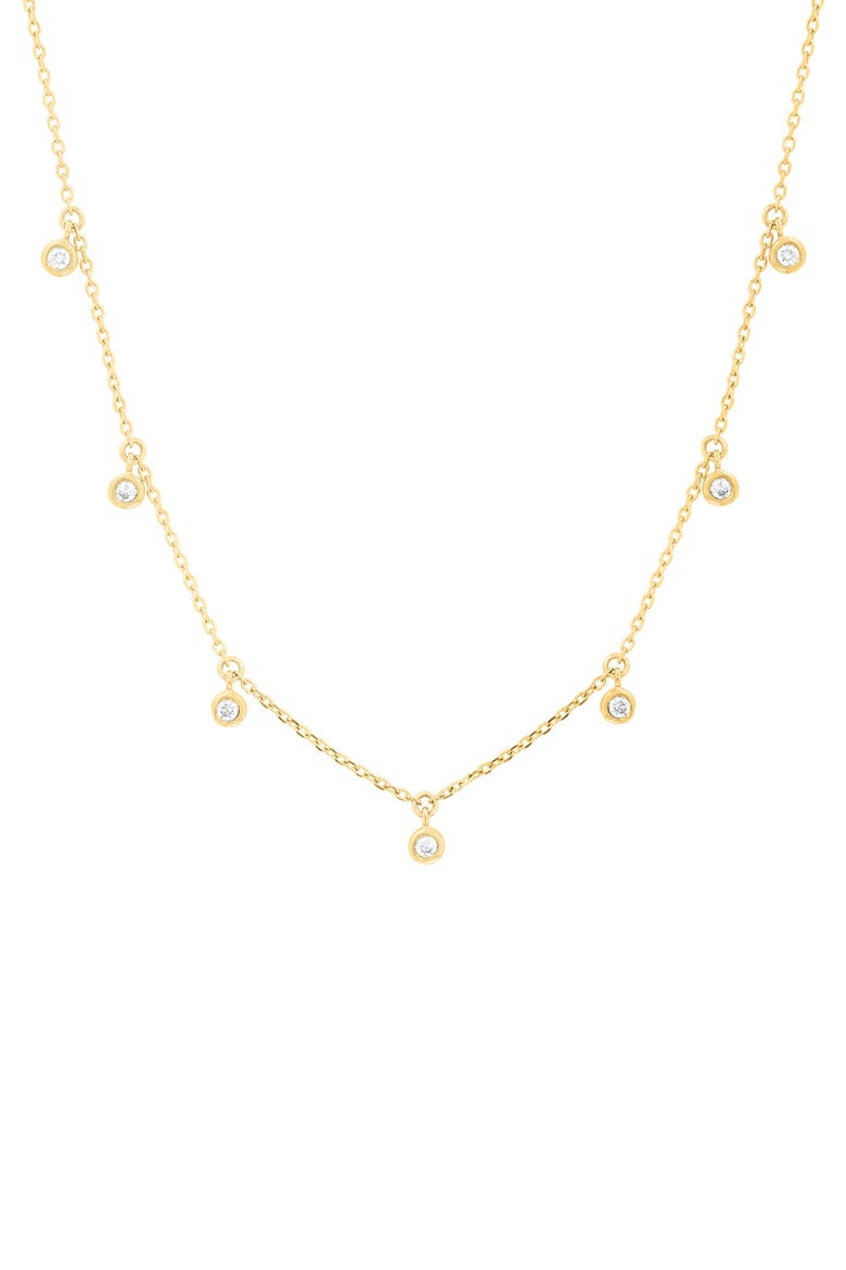 14K Gold Plated Sterling Silver Diamond Charm Frontal Necklace, Main, color, GOLD
