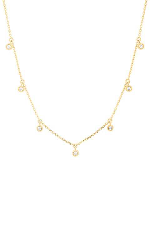 14K Gold Plated Sterling Silver Diamond Charm Frontal Necklace