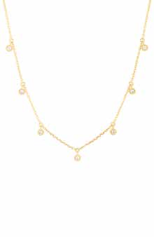 14K Gold Plated Sterling Silver Diamond Charm Frontal Necklace