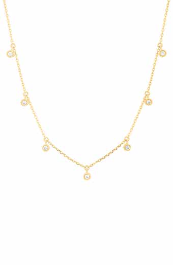 14K Gold Plated Sterling Silver Diamond Charm Frontal Necklace