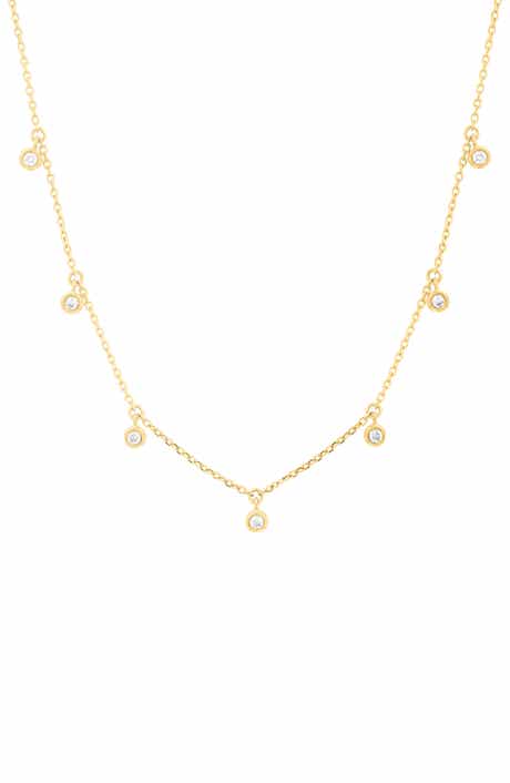 14K Gold Plated Sterling Silver Diamond Charm Frontal Necklace