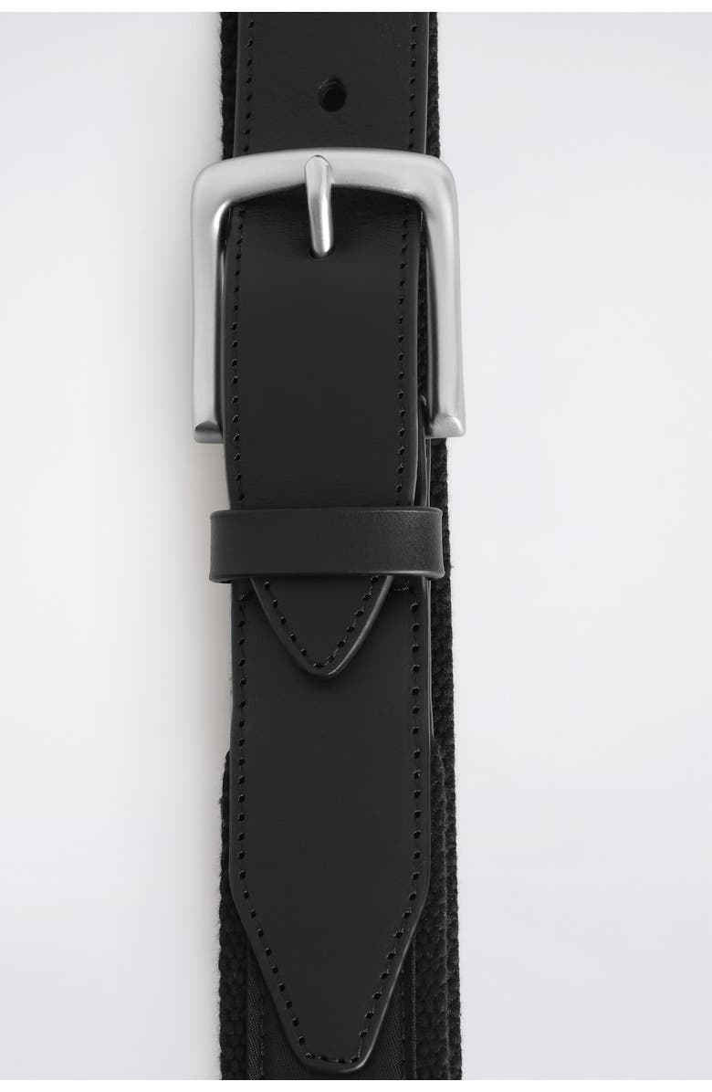 COS Leather-Trimmed Webbing Belt, Alternate, color, Black