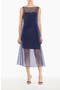 Minata Dot Print Layered Cocktail Midi Dress