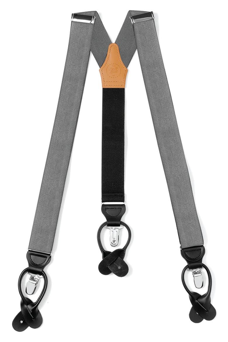 Black Clip/Button Suspenders, Main, color, GRAY