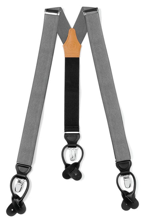 Heathered Grey Adjustable Suspenders