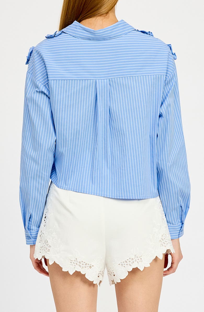 En Saison Lilith Stripe 3D Flower Asymmetric Button-Up Shirt, Alternate, color, 