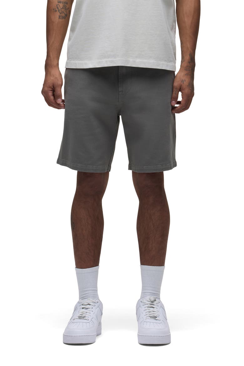 Venice Flat Front Grey Cotton Twill Chino Shorts, Main, color, CASTOR GREY