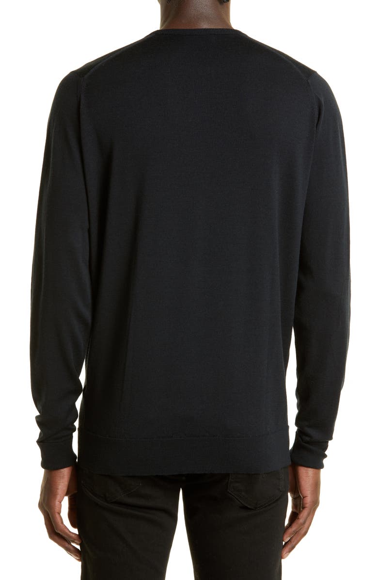 John Smedley Marcus Virgin Wool Crewneck Sweater, Alternate, color, Black