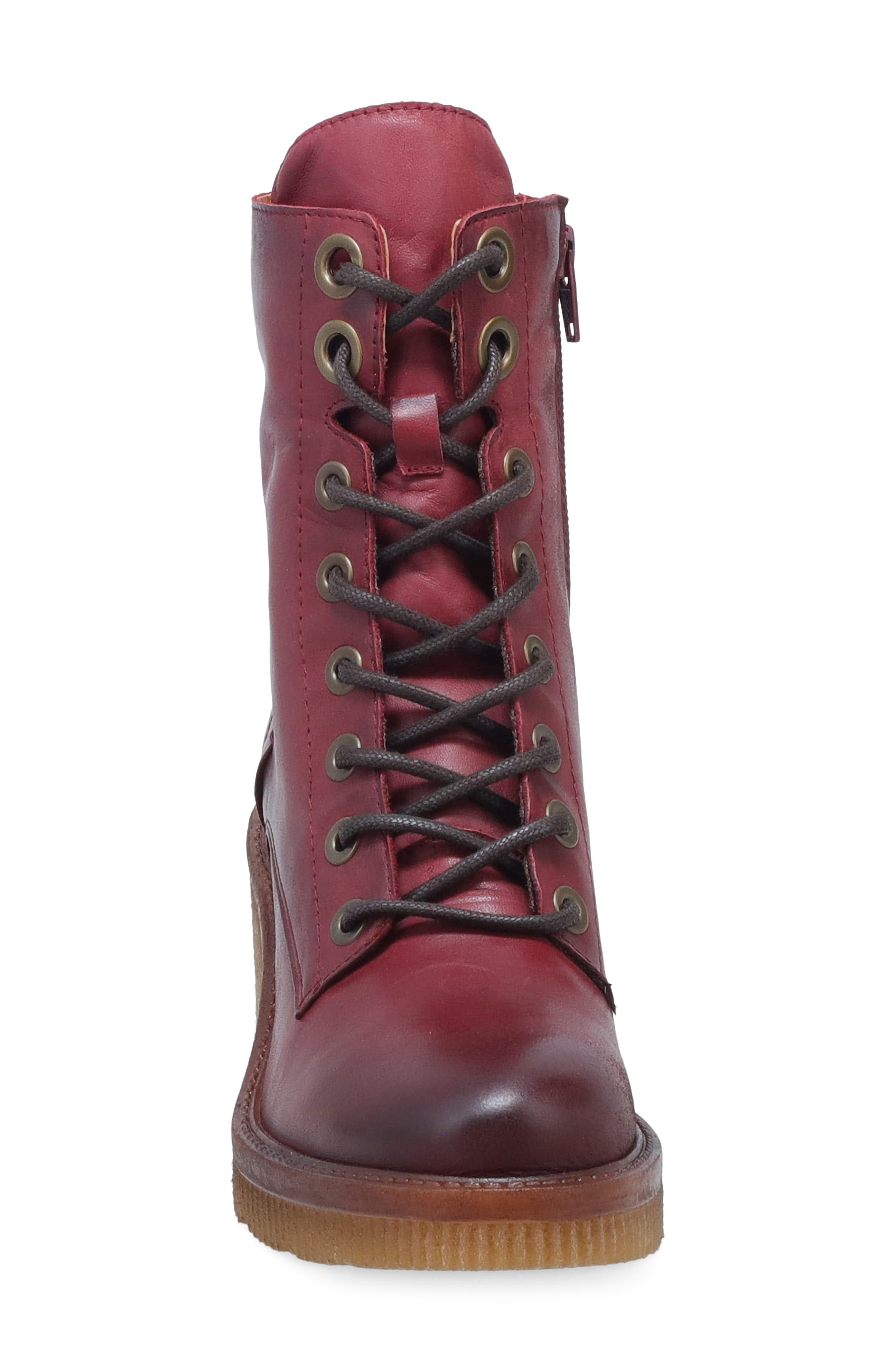 Adrienn Leather Wedge Bootie, Alternate, color, BORDEAUX