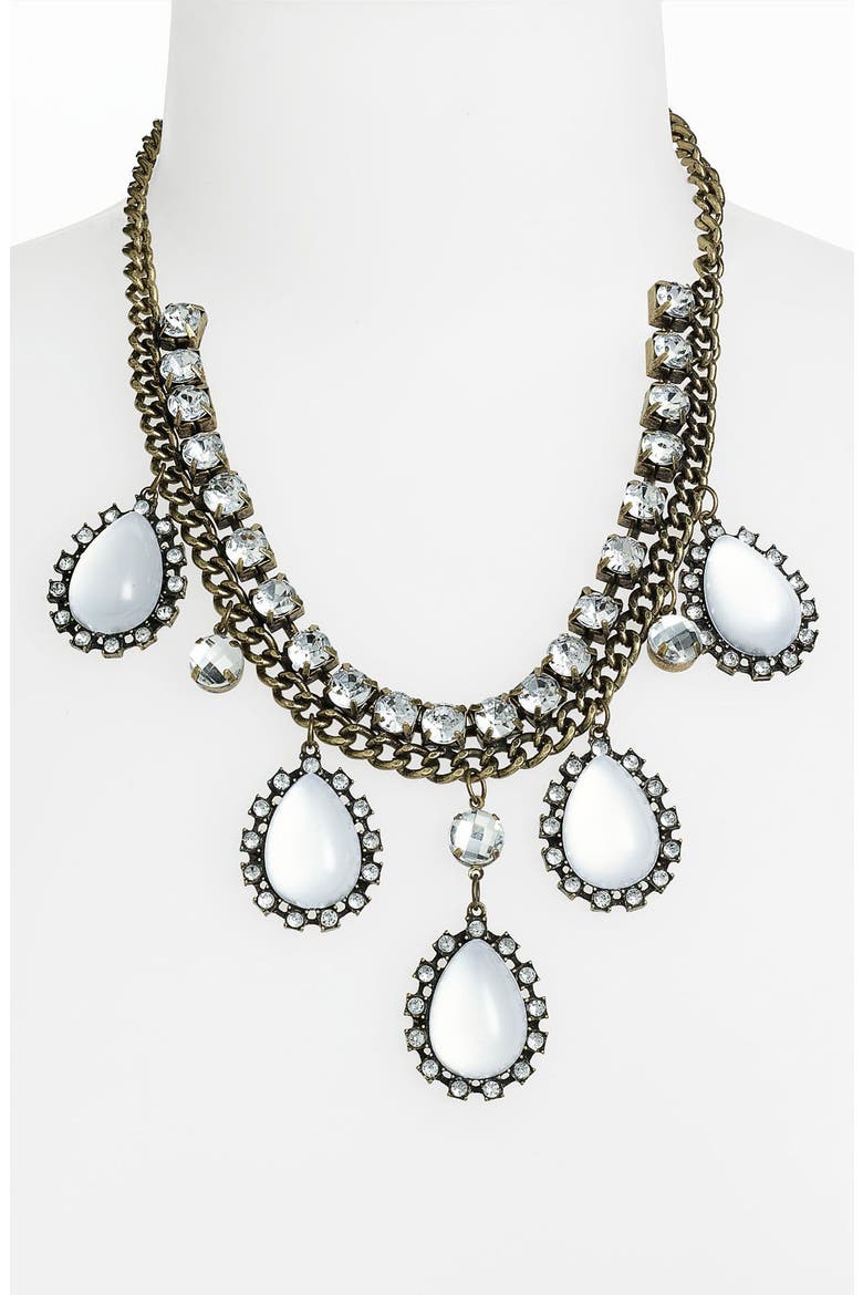 Antique Gold & Crystal Necklace, Main, color, ANTIQUE GOLD