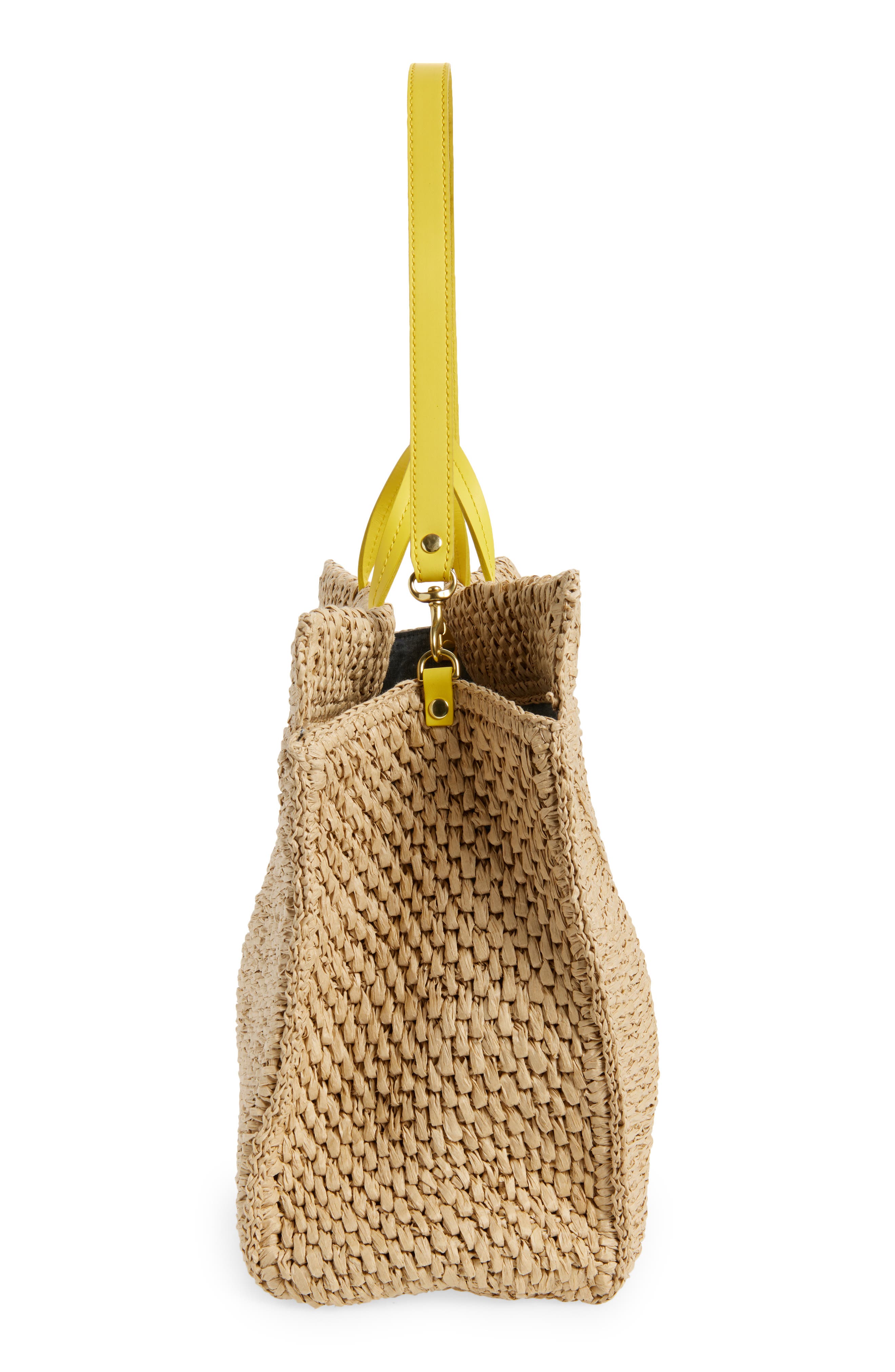 Clare V. Simple Woven Raffia Tote Bag, Alternate, color, Dune Raffia