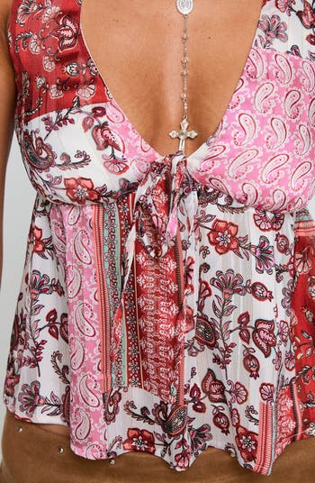 Lovely Bunch Pleated Mixed Print Tank