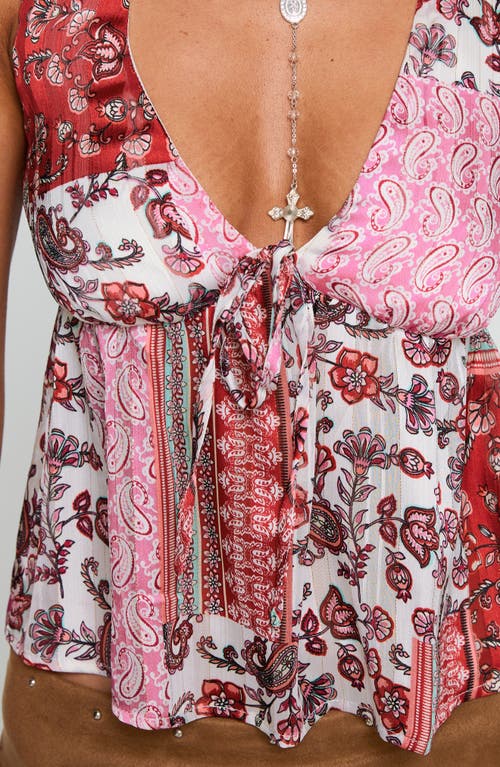 Princess Polly Lovely Bunch Pleated Mixed Print Tank In Pink