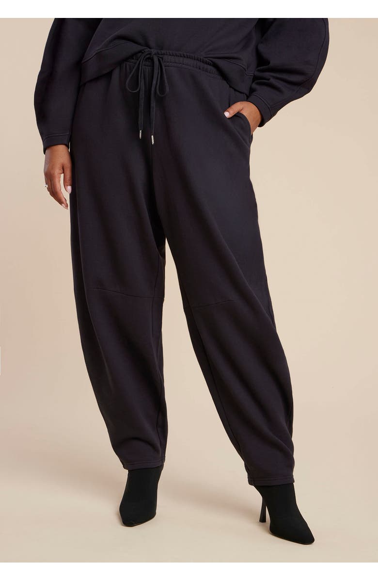 ELOQUII Elements Barrel Leg Sweatpant, Alternate, color, Black Onyx