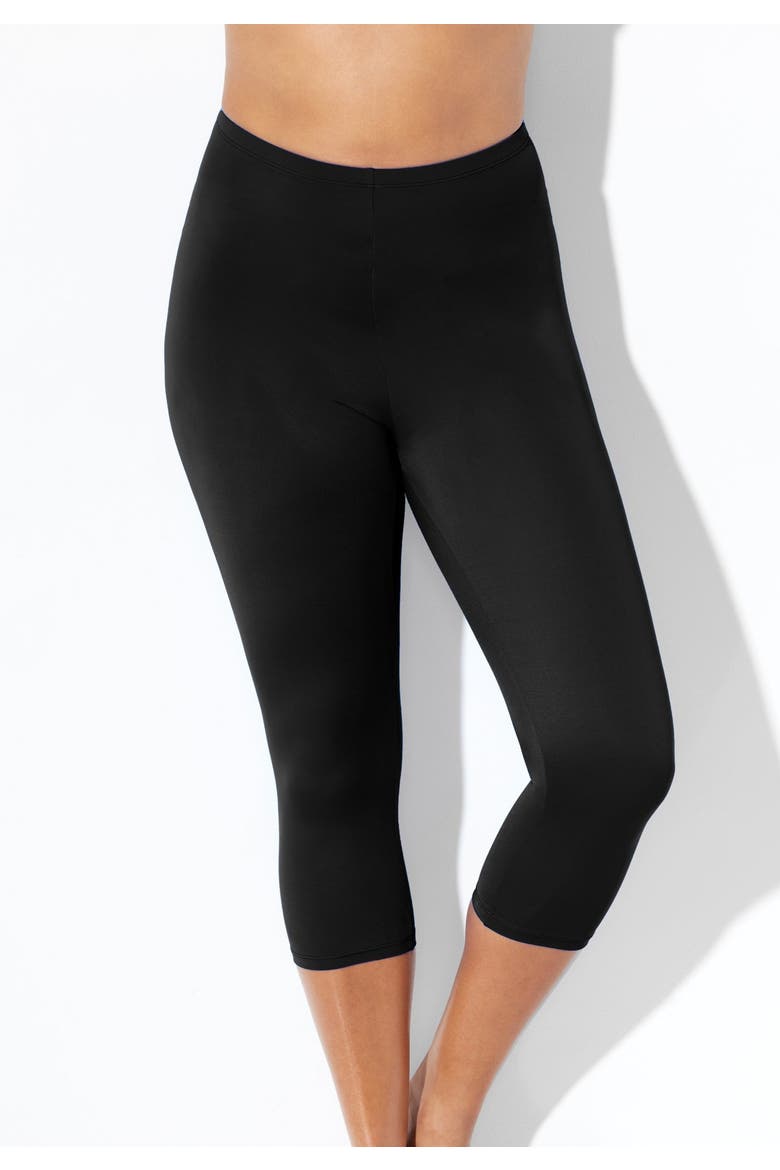 Chlorine Resistant Swim Capri, Alternate, color, New Black
