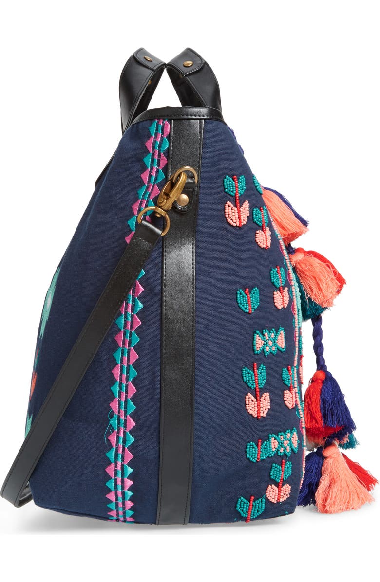 STEVEN by Steve Madden Beaded Tassel Tote, Alternate, color,