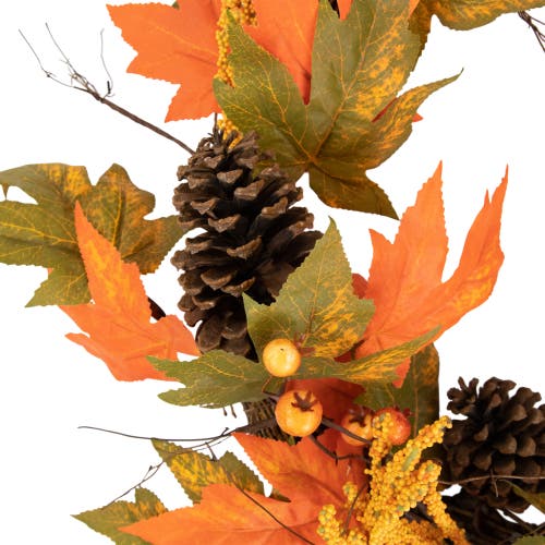 Northlight Leaves, Pinecones And Berries Artificial Fall Harvest Wreath, 24-inch, Unlit In Multi