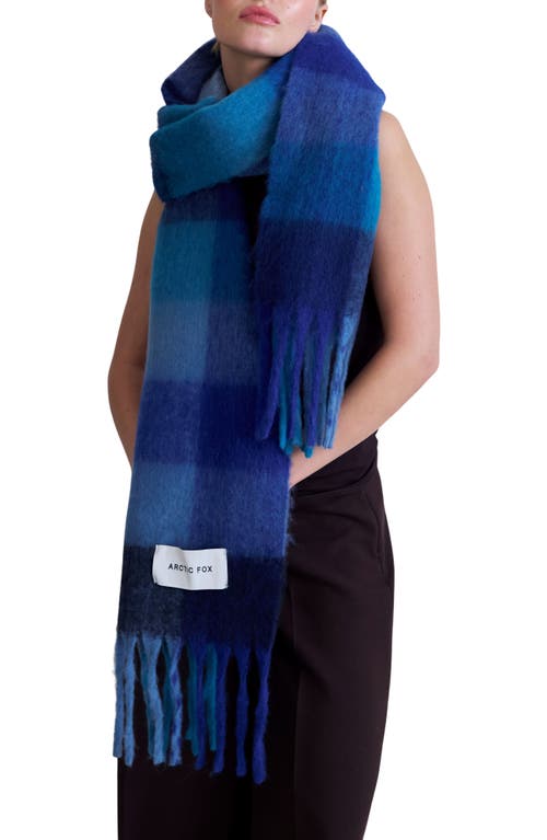 Arctic Fox & Co. Arctic Fox & Co The Reykjavik Check Fringe Scarf In Blue