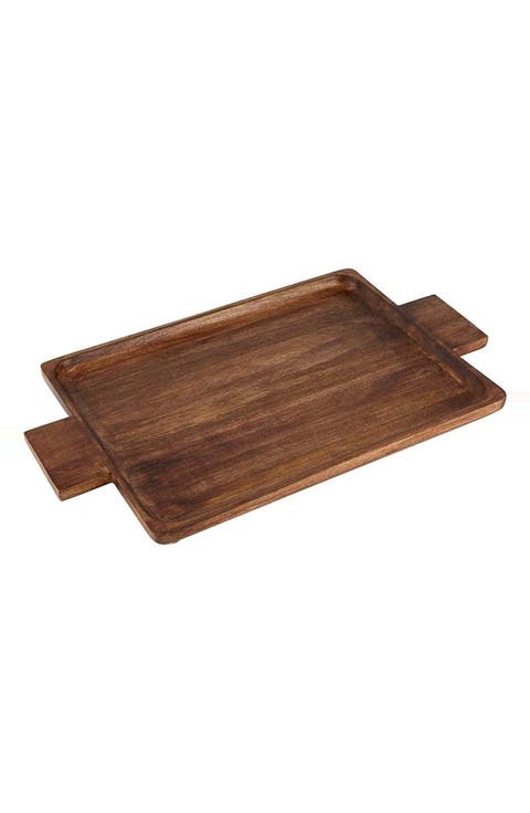 Large Wood Tray with Handles