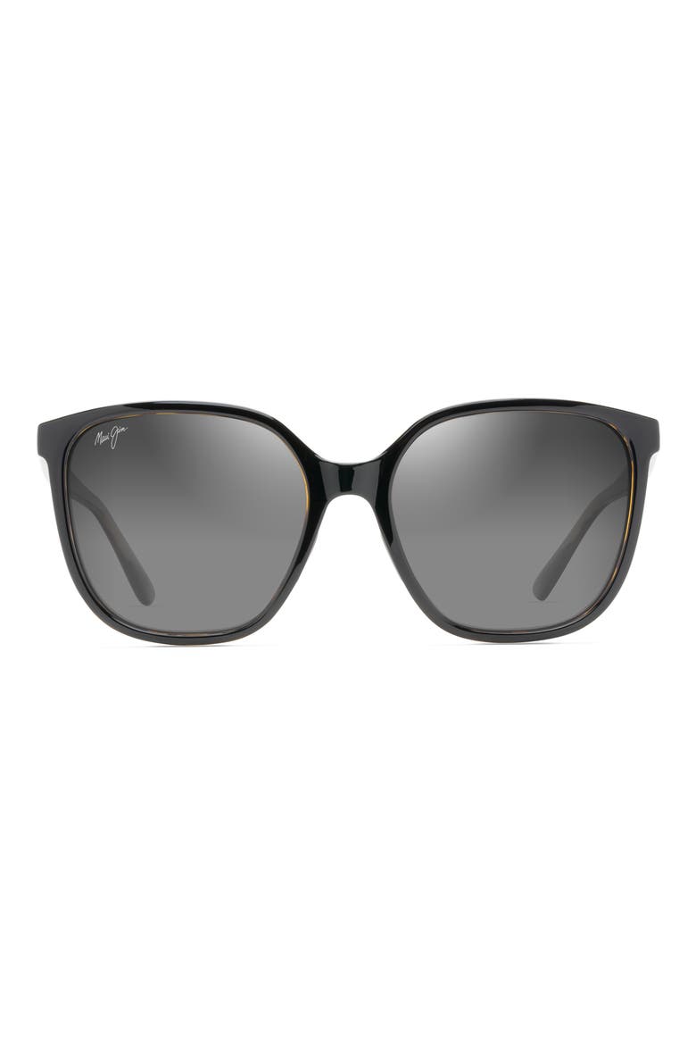 Good Fun 57mm PolarizedPlus2® Butterfly Sunglasses, Main, color, BLACK