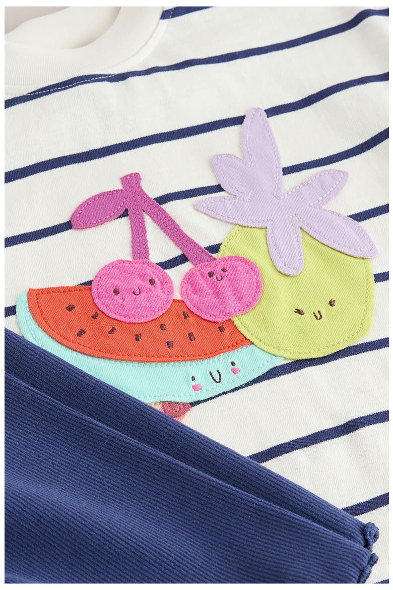Kids' Fruit Appliqué T-Shirt & Cycle Shorts Set, Alternate, color, BLUE MULTI