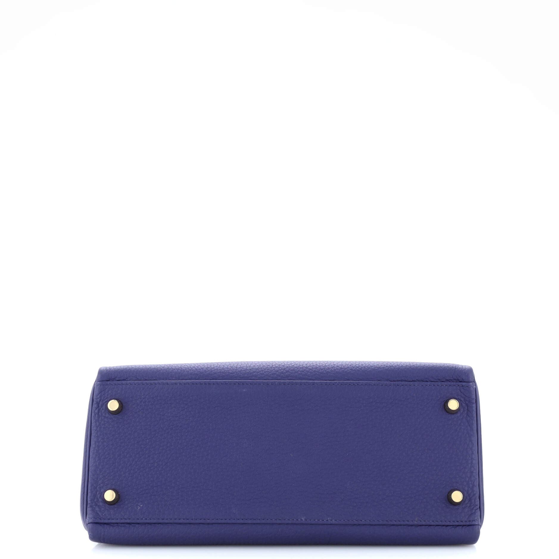 Pre-Owned Hermes Kelly Handbag Blue Togo with Gold Hardware 28, Alternate, color, 