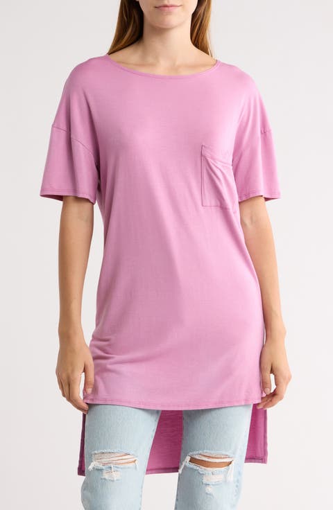 Short Sleeve High-Low Tunic Top