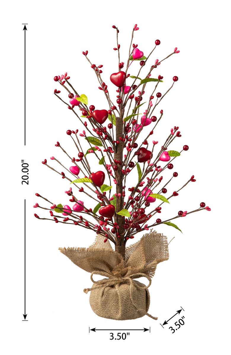 Glitzhome 20"H Valentine's Berry Heart Table Tree, Alternate, color, Red