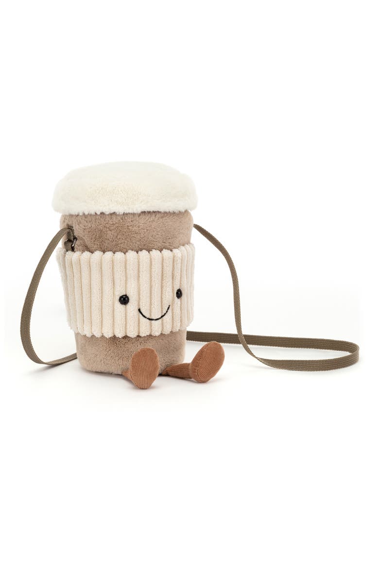 Kids' Amusables Perkle Coffee Plushie Shoulder Bag, Main, color, BEIGE
