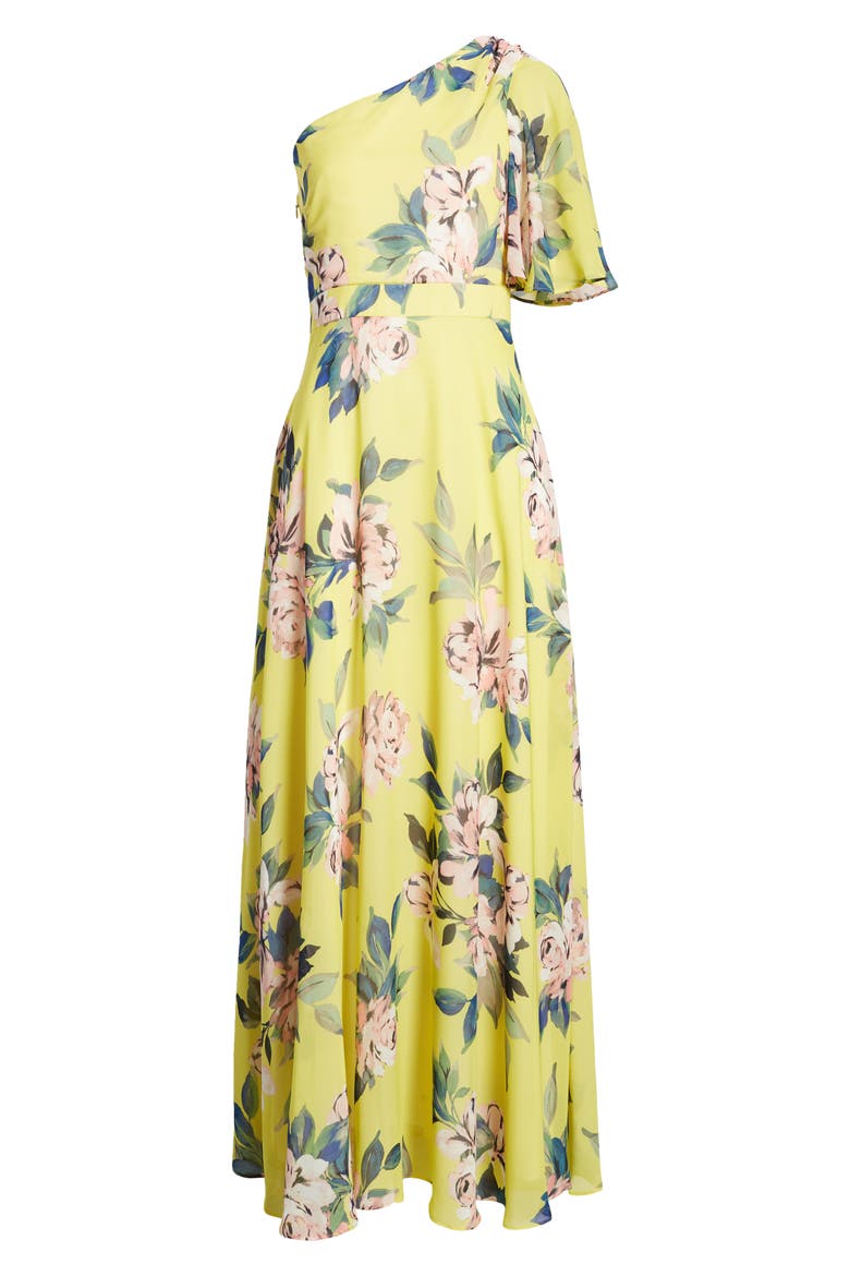 One-Shoulder Flutter Sleeve Maxi Dress, Alternate, color, YELLOW