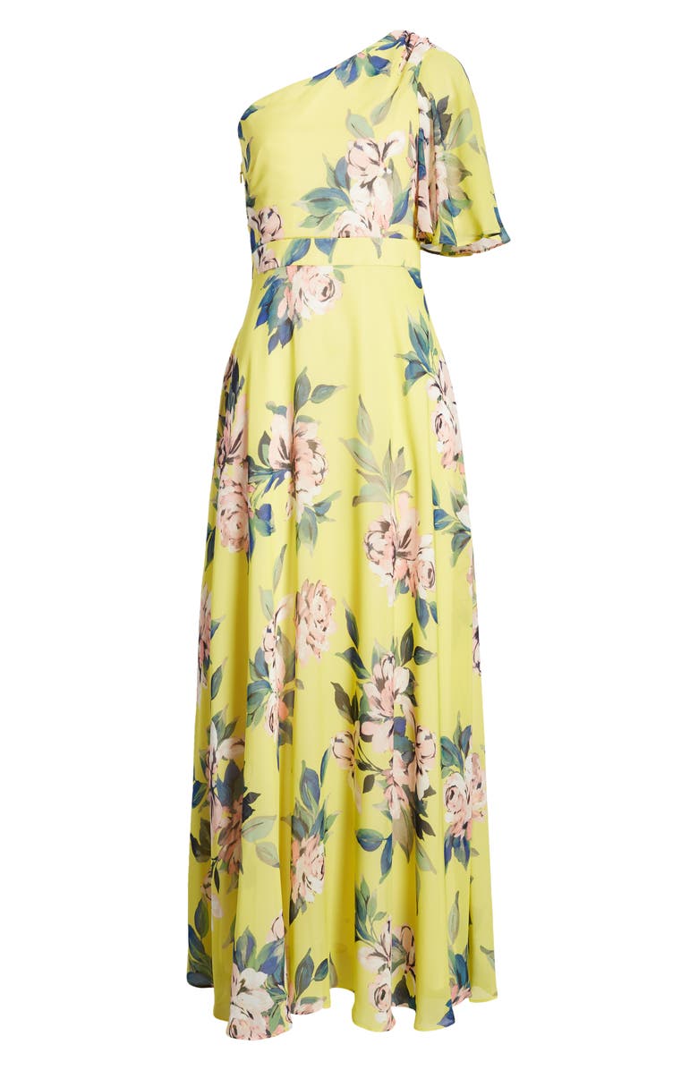 Eliza J One-Shoulder Flutter Sleeve Maxi Dress, Alternate, color, 