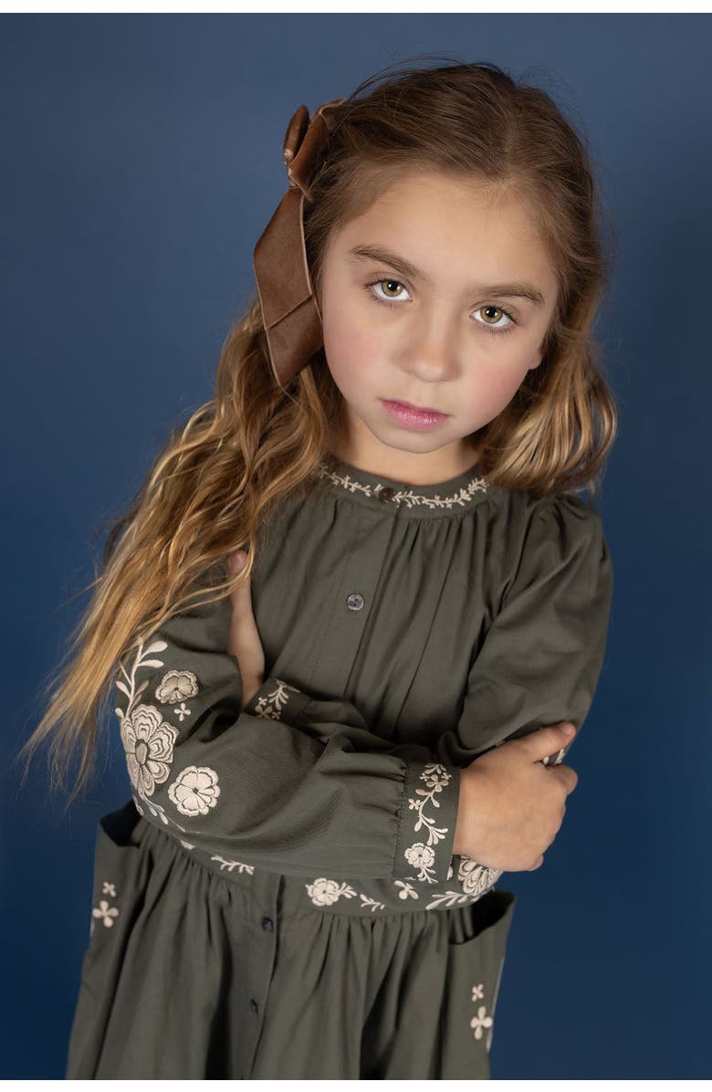 Ely's & Co. Looms Floral Embroidered Collection - Romper, Alternate, color, Olive