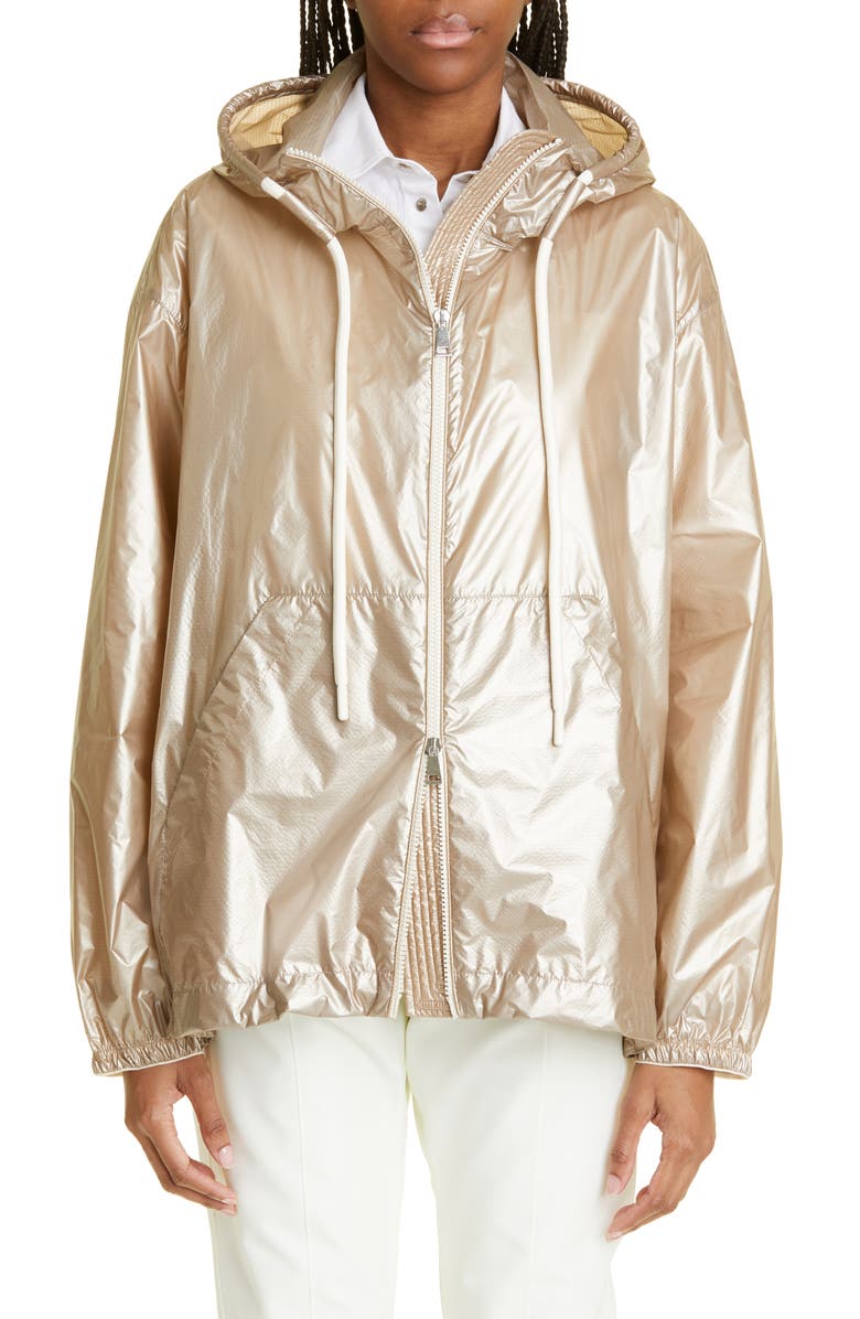 Moncler Tazenat Metallic Hooded Jacket, Main, color, 