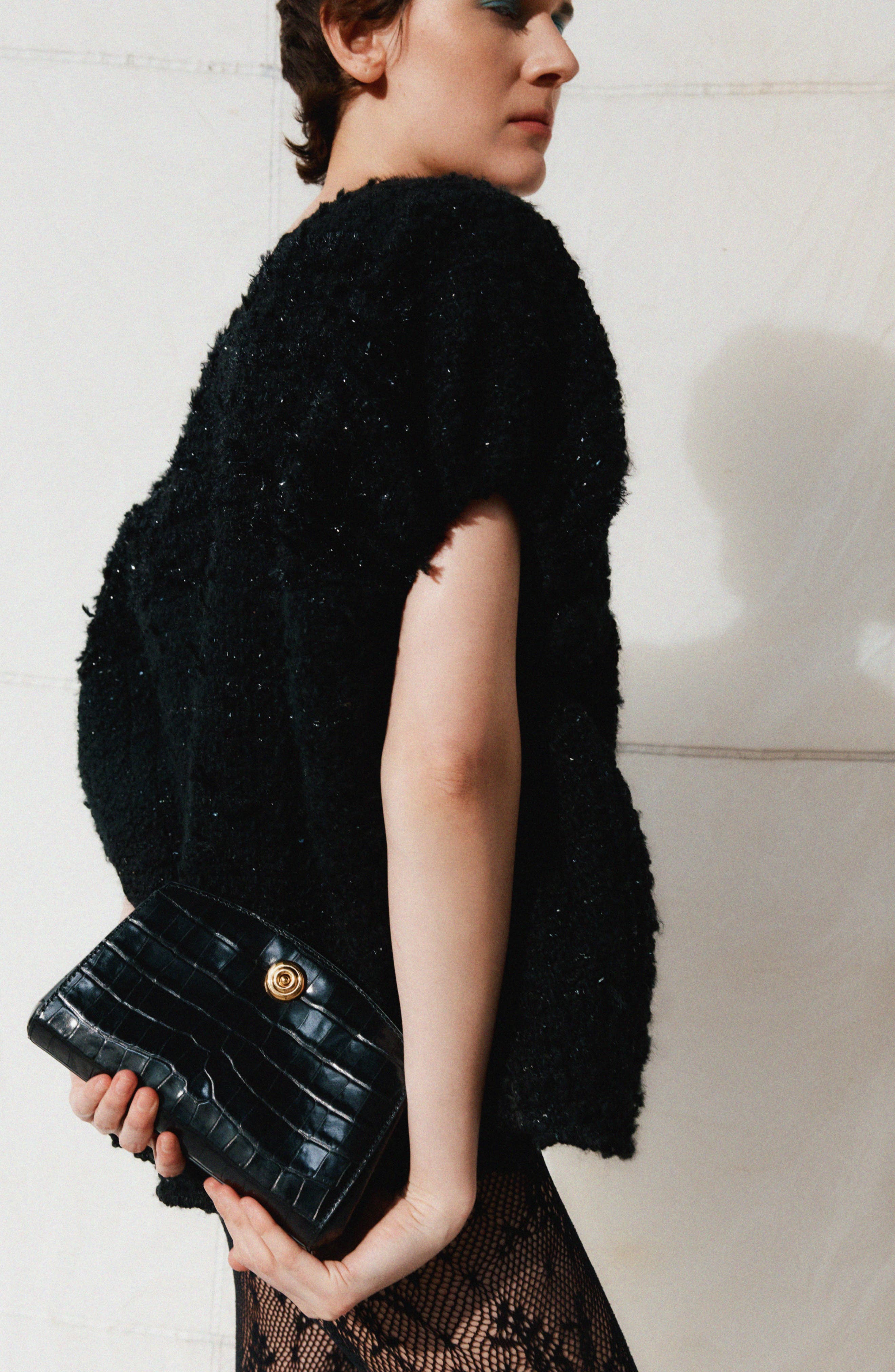 LIFFNER Pushlock Leather Clutch, Alternate, color, Black