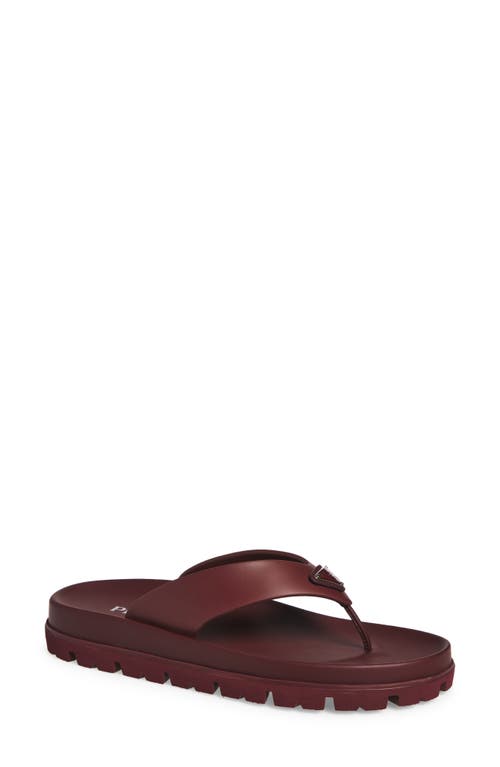 Prada Lug Sole Flip Flop In Burgundy