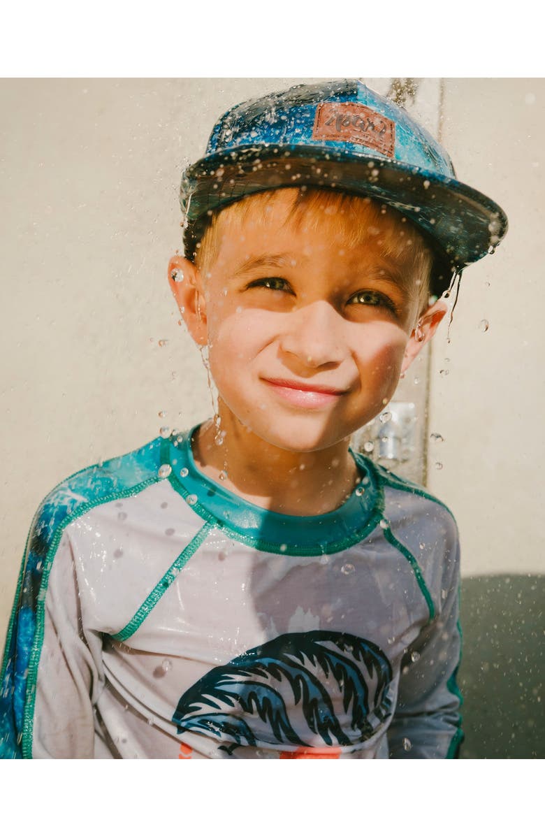 Deux par Deux Flat Brim Wave Cap, Alternate, color, Blue Wave Print