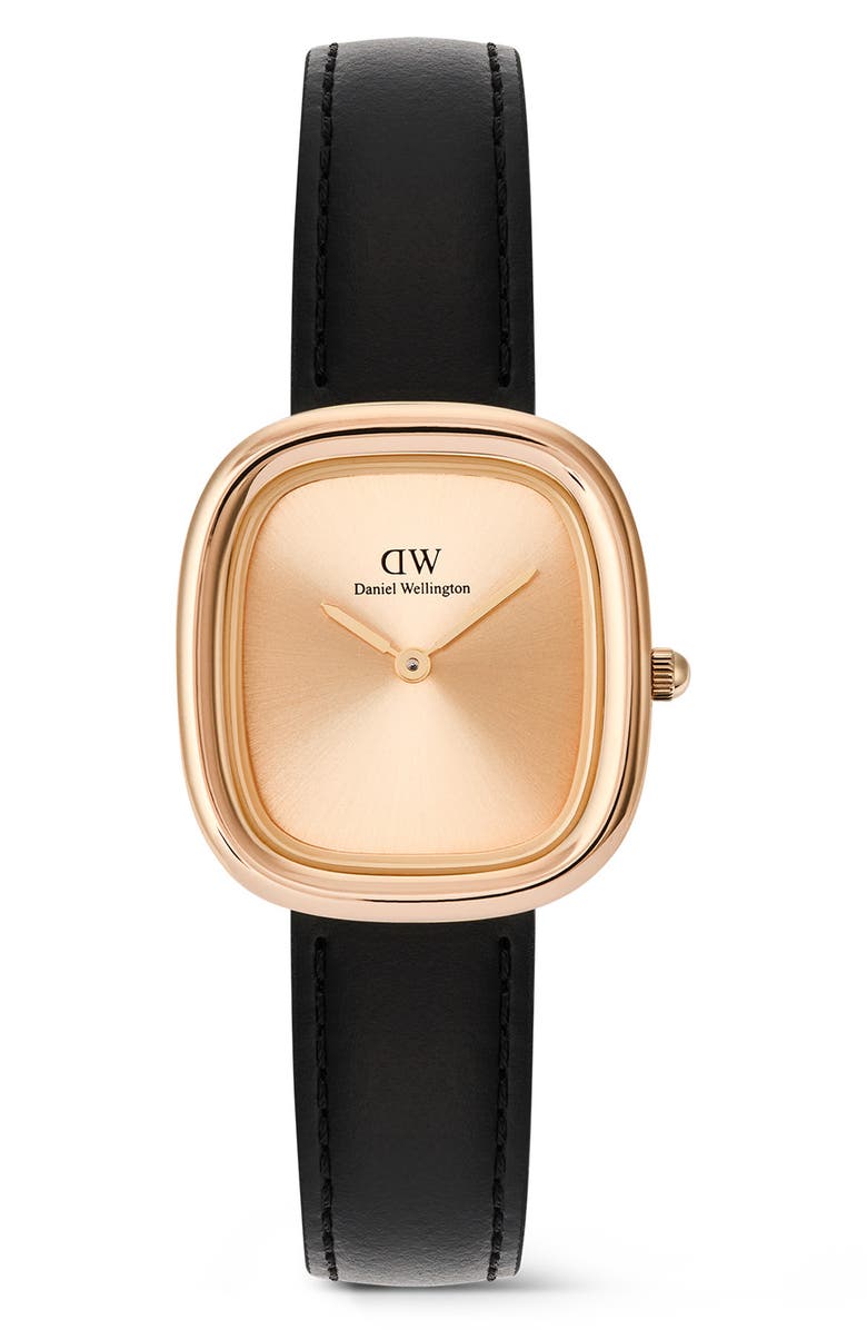 Daniel Wellington Margot Sheffield Unitone Leather Strap Watch, 24mm x 26mm, Main, color, Rose Gold