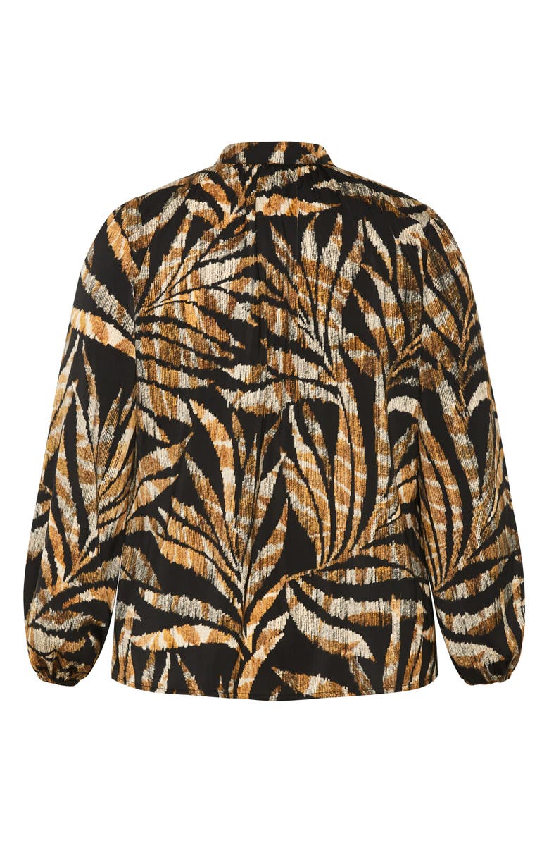 City Chic Elia Palm Print Shirt, Alternate, color, Orange Print