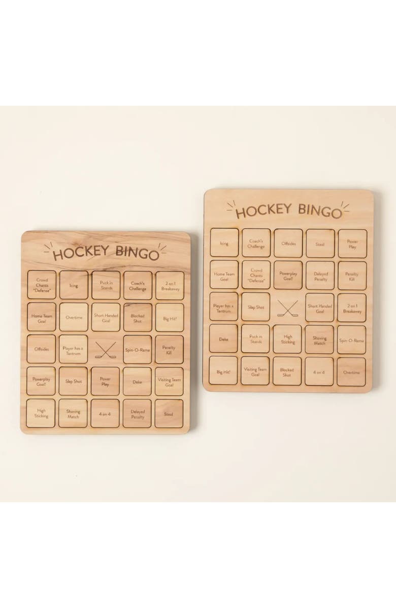 Uncommon Goods Hockey Bingo Set of 2 by Woodtech, Alternate, color, Beige