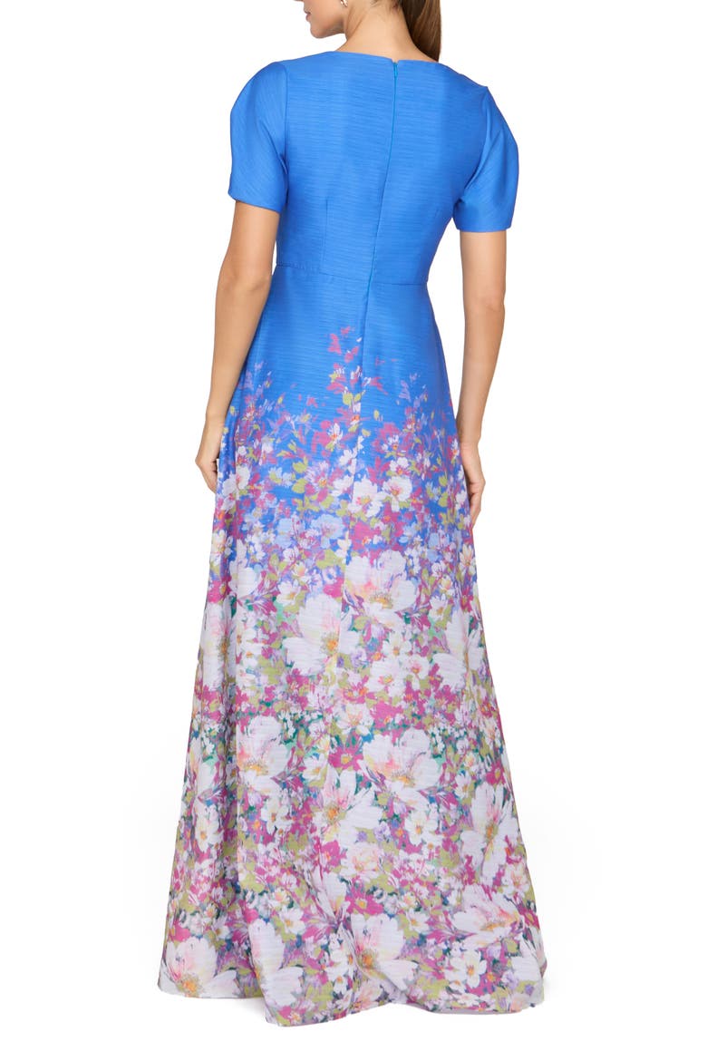 Carlotta Floral Gown, Alternate, color, AZURE MULTI