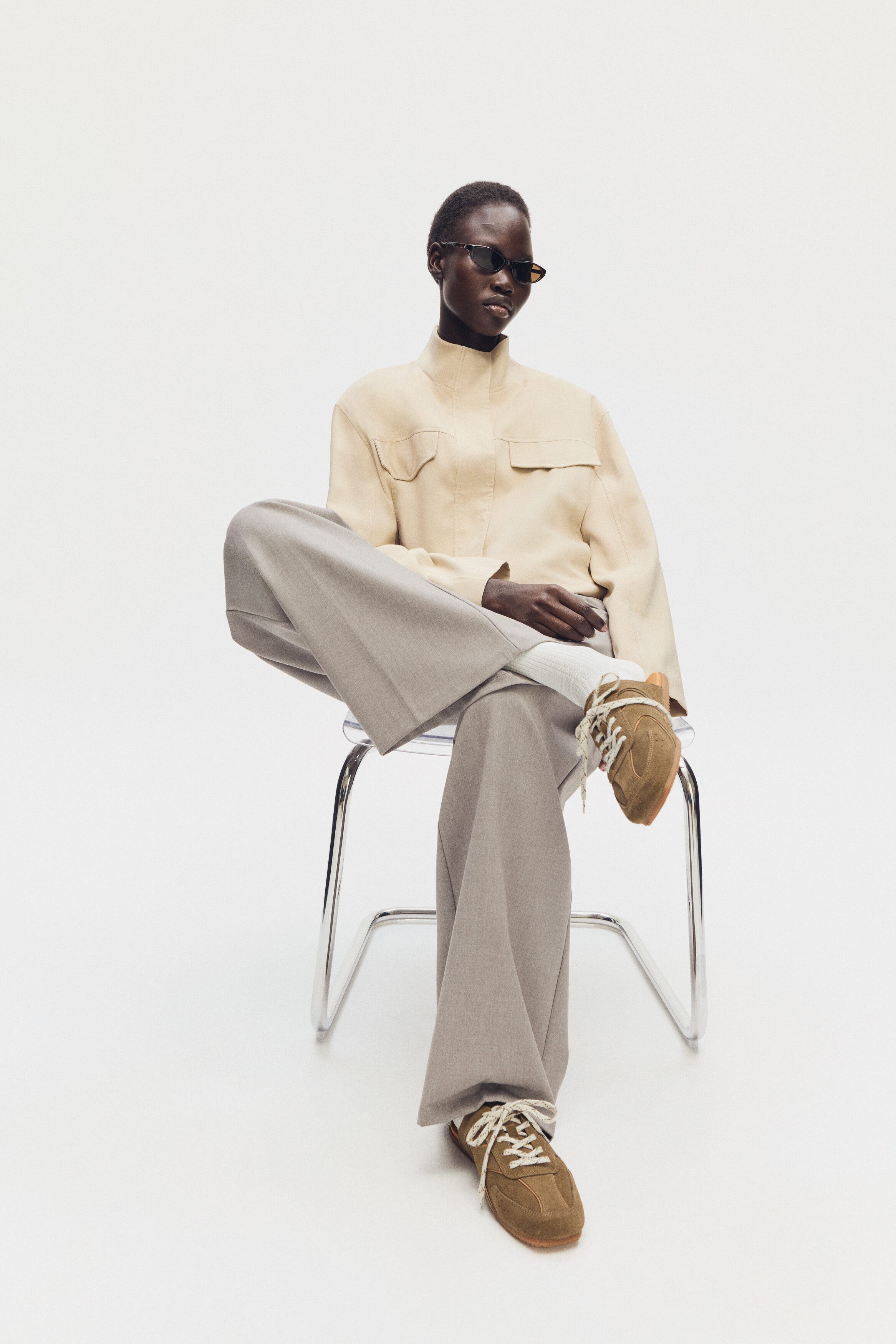 H&M Suede Trainer-style Mules, Alternate, color, Dark Khaki Green