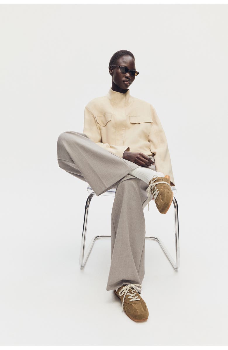 H&M Suede Trainer-style Mules, Alternate, color, Dark Khaki Green