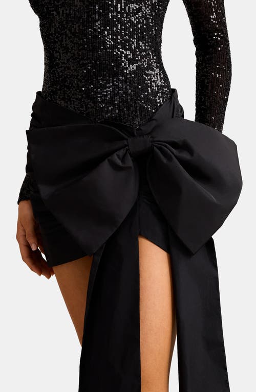 Ever New Dolly Sequin Bow Long Sleeve Cocktail Minidress In Black