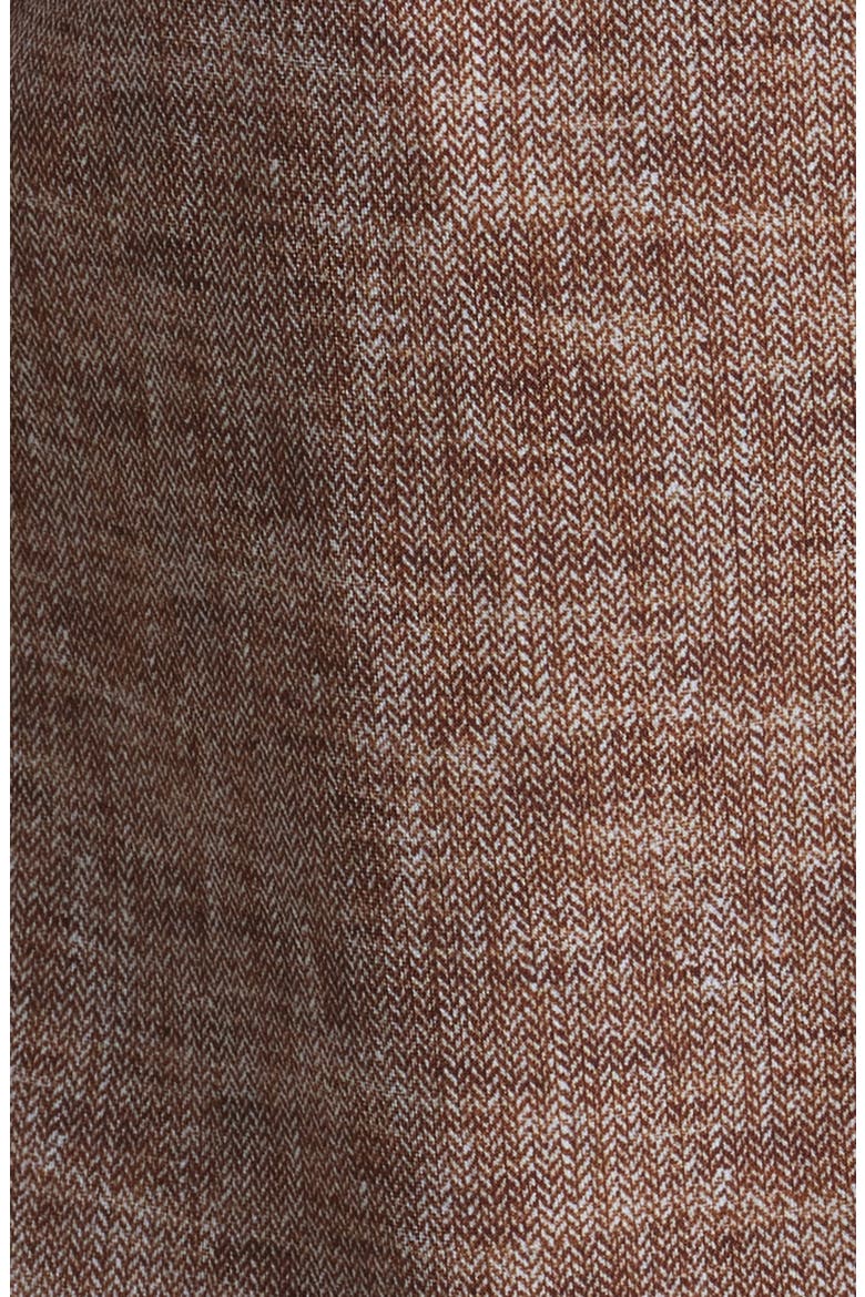 Jagged Heathered Herringbone Print Knit Nylon Blend Dress Shirt, Alternate, color, BROWN